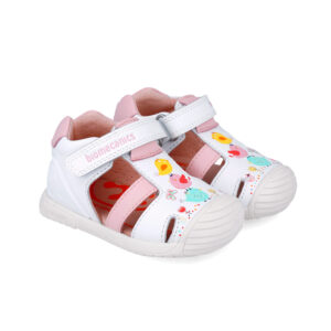 Sandale bébé blanc à motifs colorés 252106-B050