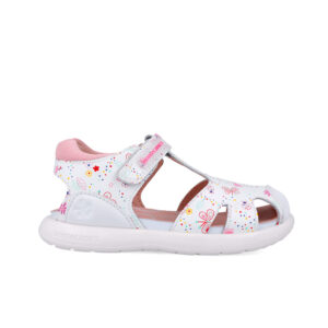 Sandale bout fermé fille — Blanc imprimé fleuri 252230-B050