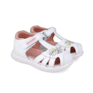 Sandale bout fermé pour fille — Blanc fleuri 252232-B050