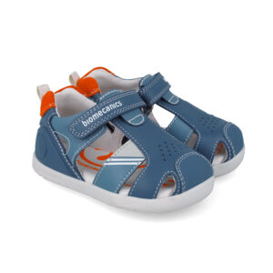 Sandale enfant Biomecanics – Bleu jeans & orange 252169-A556