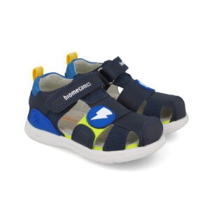 Sandale enfant Biomecanics – Marine & jaune fluo 252216-A089