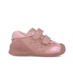Baskets Bébé Fille Rose Pailleté – Scratch Double 251101-A159