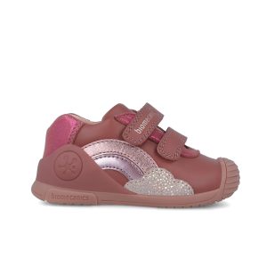 Baskets Bébé Fille Bordaux & Argent Métallisé 251102-B859