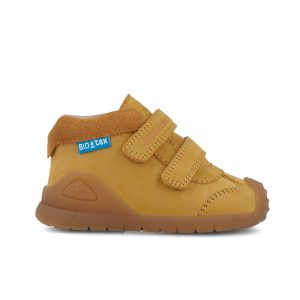 Bottines bébé moutarde à double velcro 251134-C781