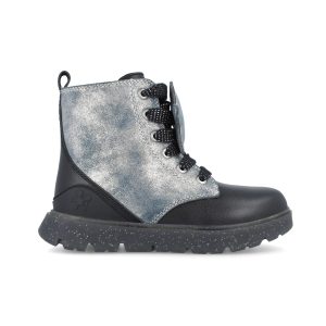 Bottines fille bleu métallisé à étoiles pailletées 251220-A054
