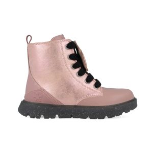 Bottines fille rose poudré à étoiles métallisées 251220-B159