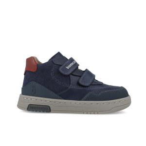 Baskets montantes garçon bleu marine à double scratch 251235-A183