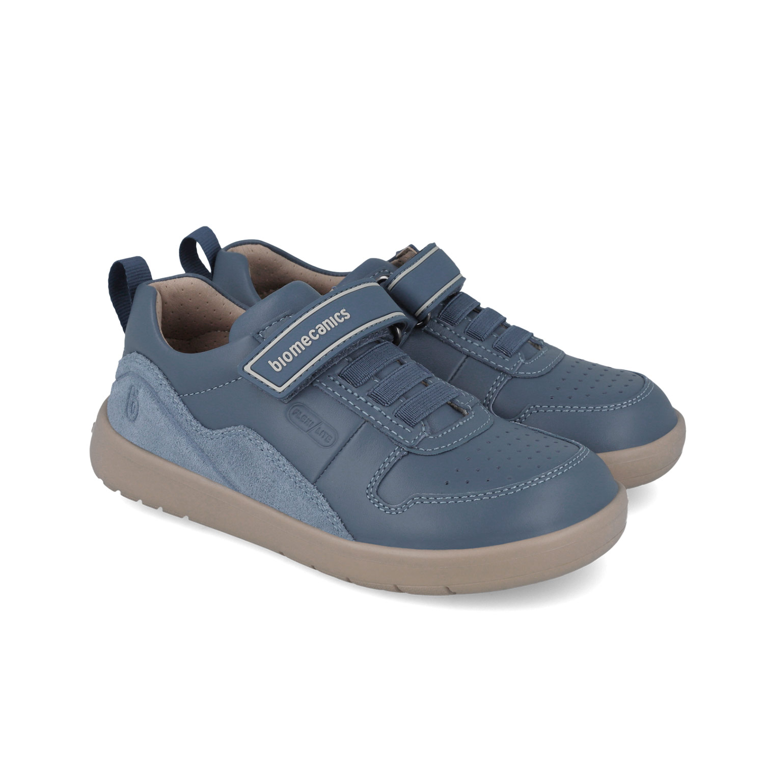 Baskets basses garçon bleu jean, empiècement daim 251240-B556 – Image 2