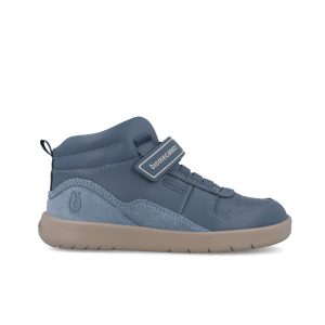 Baskets montantes garçon bleu jean, empiècement daim 251242-B556