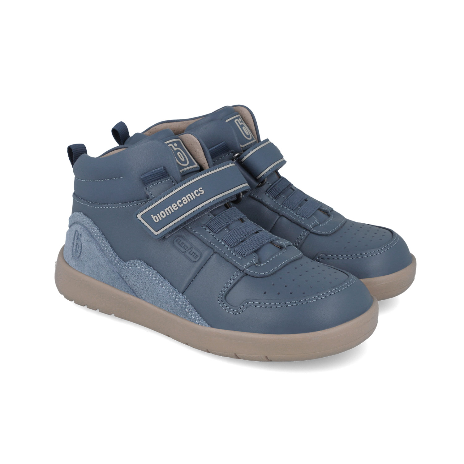 Baskets montantes garçon bleu jean, empiècement daim 251242-B556 – Image 2