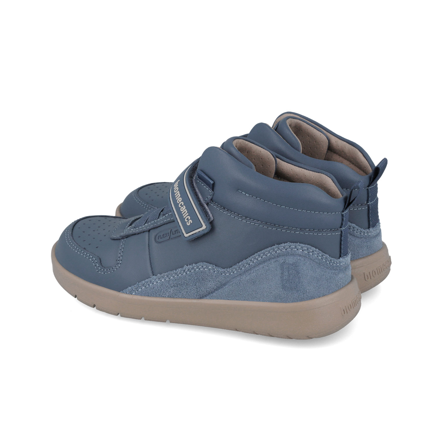 Baskets montantes garçon bleu jean, empiècement daim 251242-B556 – Image 3