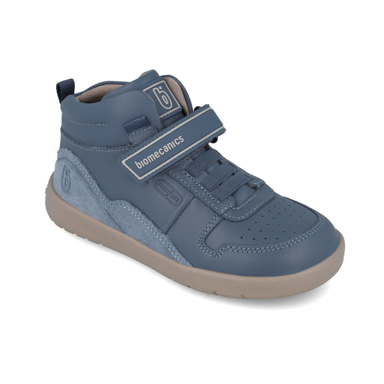 Baskets montantes garçon bleu jean, empiècement daim 251242-B556 – Image 4