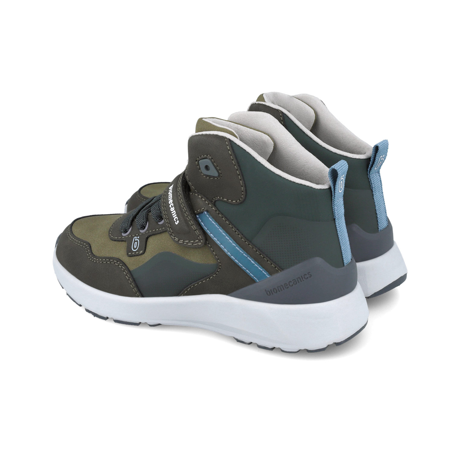 Baskets montantes garçon kaki, détails bleu pétrole 251278-B801 – Image 3