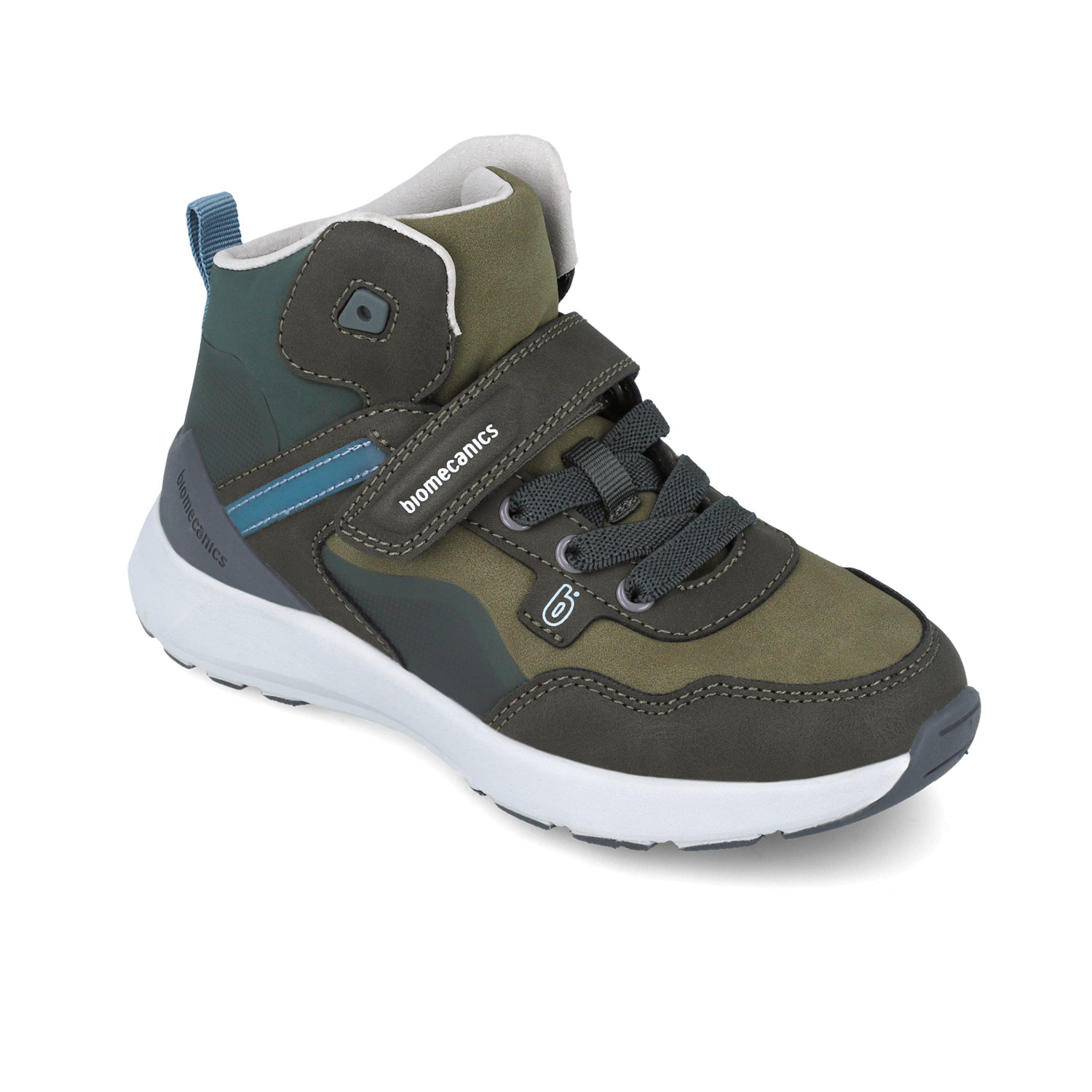 Baskets montantes garçon kaki, détails bleu pétrole 251278-B801 – Image 4