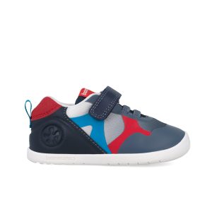 Baskets bébé Biomecanics bleu marine, rouge et turquoise – 251166-B183