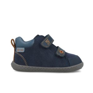 Baskets Bleu Marine en Cuir Velours à Double Scratch 251308-A089