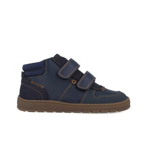 Bottines montantes à scratchs – Bleu marine, surpiqûres camel 251502-A183