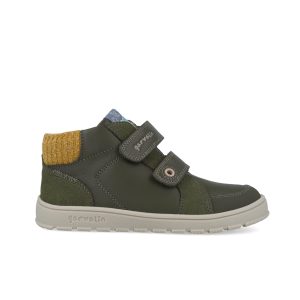 Bottines à scratchs Soft Fun – Vert kaki et moutarde 251504-B788