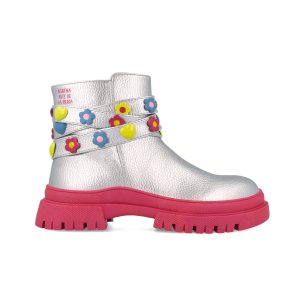 Bottine fille argentée à fleurs et cœurs | Agatha Ruiz de la Prada 251968-A198